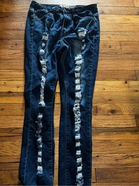 Judy Blue Dark Blue Distressed Skinny Jeans